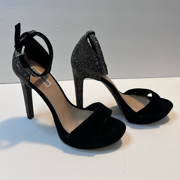 Steve Madden Kisha Jeweled Platform Sandals Black Size 9M EUC - Picture 3 of 12